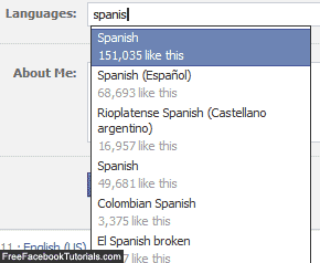 Add a spoken language to your Facebook profile