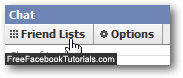Click on the Friends Lists button in Facebook Chat