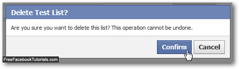 Facebook confirmation message to delete friends list