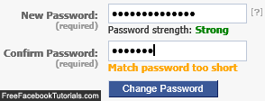 Facebook feedback while changing your account password