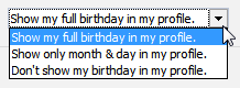 Show birthday and birth date options in Facebook