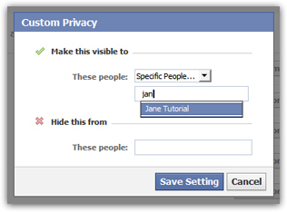 Custom Facebook privacy settings