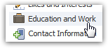 Select Education and Work to update your Facebook profile