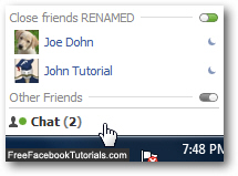 Show renamed friends list on Facebook Chat