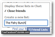 Type a name for your new Facebook Chat friends list