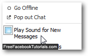 Uncheck and disable Facebook Chat sounds