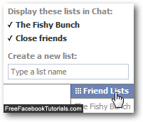 Visible friends lists in Facebook Chat