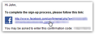 Confirm your email address with Facebook
